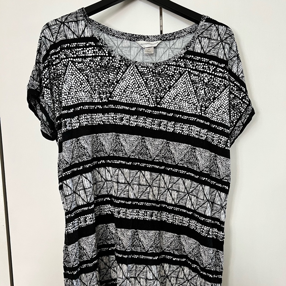 Christopher and Banks Black and white geometric tunic
